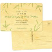 Bamboo Theme Wood Save The Date in Sage Bamboo Theme Wood Save The Date in Sage